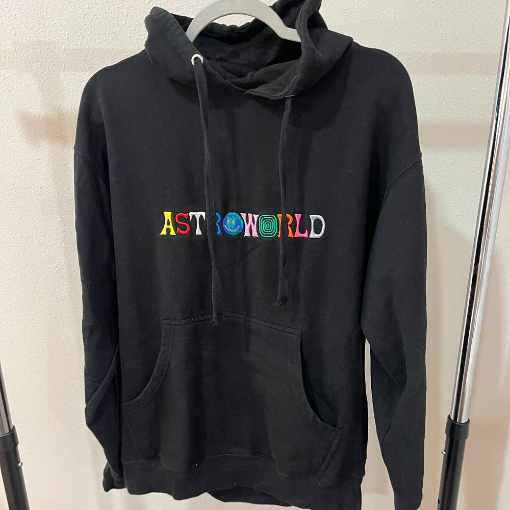 Travis Scott Astroworld Logo Wish You Were Here Hoodie Black Men's Med-Preowned